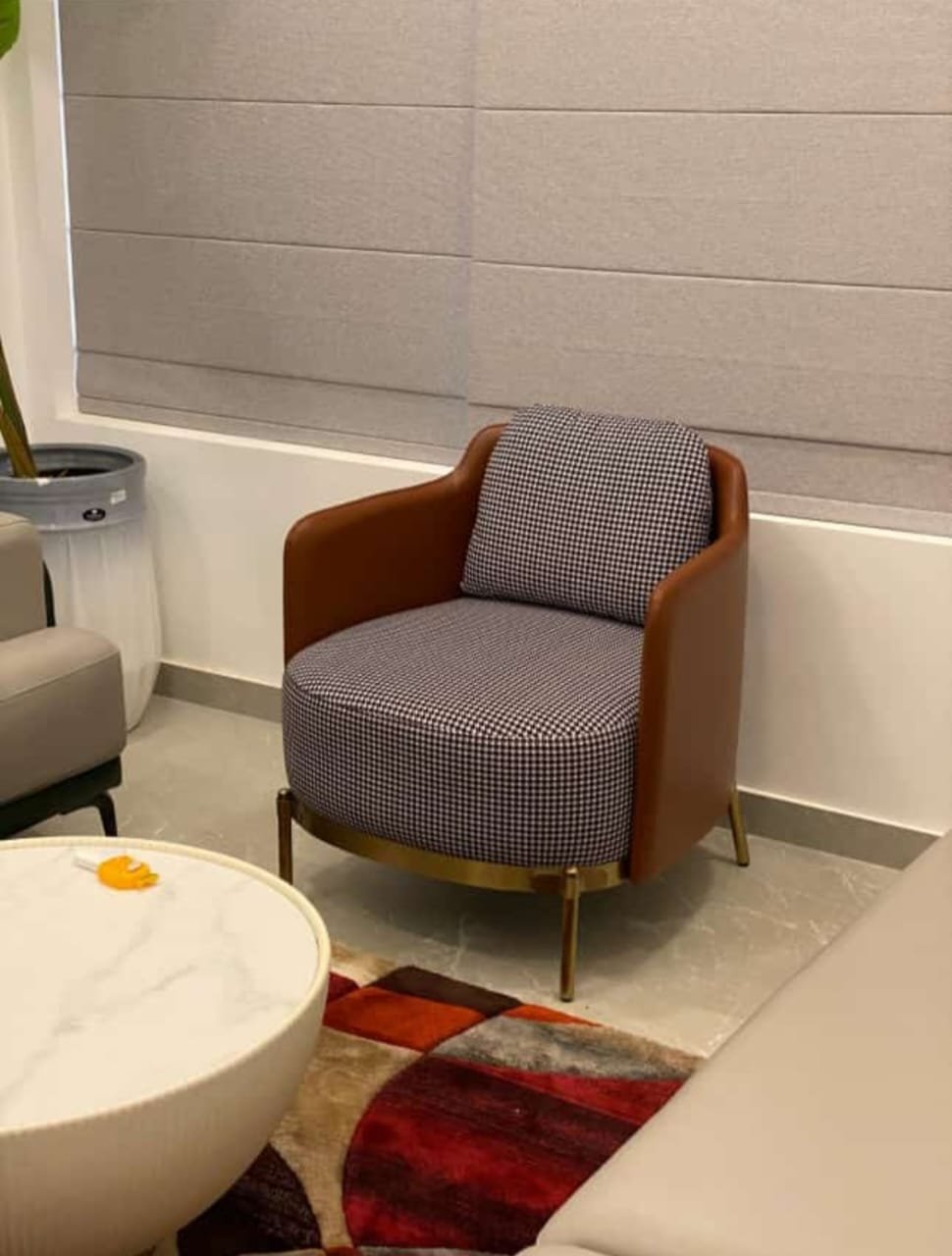 Minimalist lounge chair styling at wooden furniture showroom near me