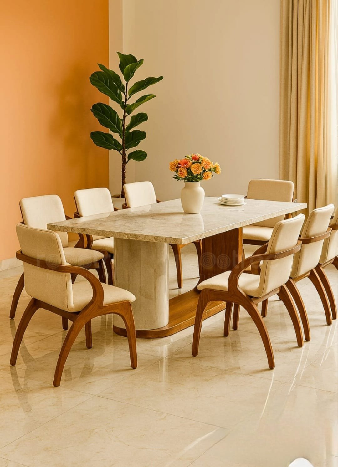 Handcrafted wooden dining table set at Furniture Shop Perinthalmanna